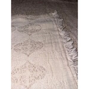 Piscatextil Cotton Diamond Matelasse Blanket Fringe Trim Beige Cream Portugal